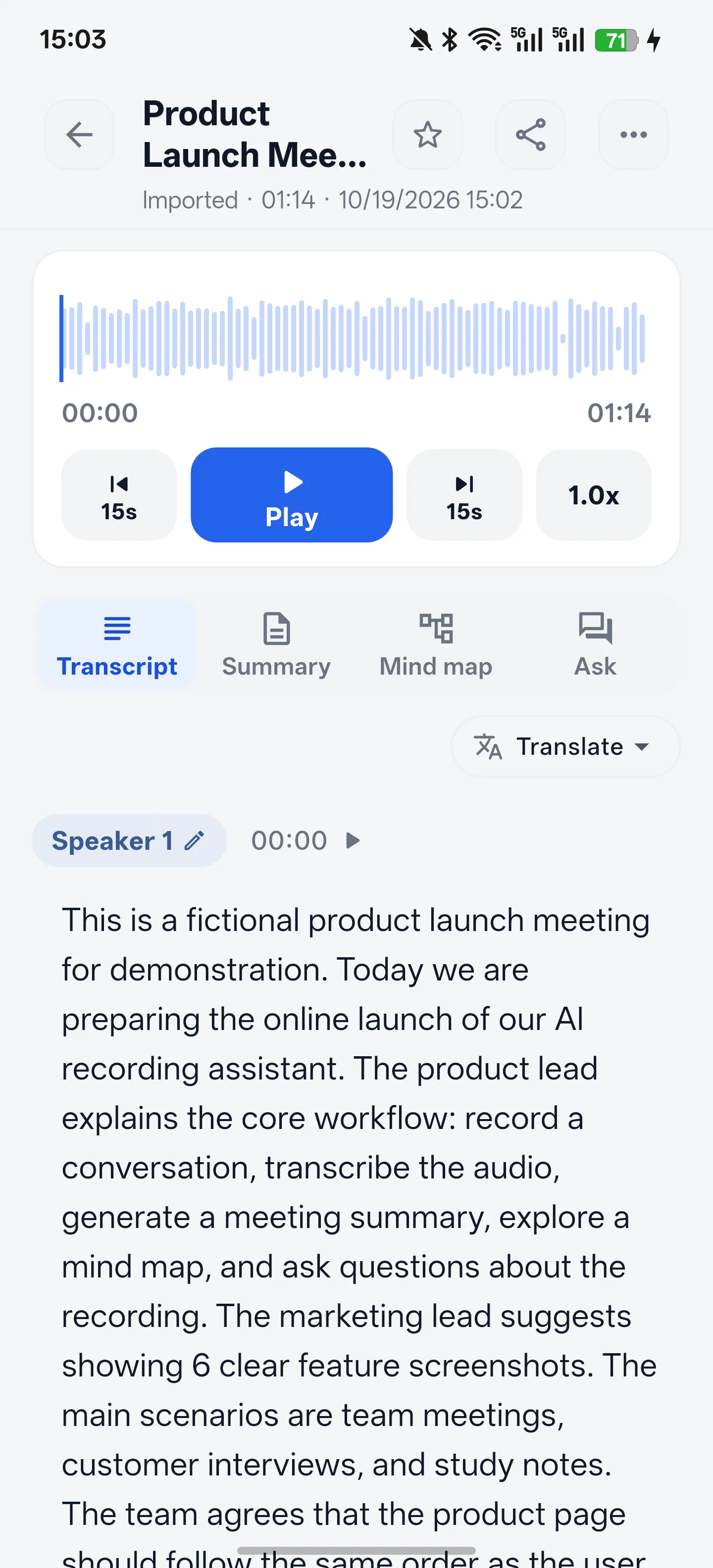 Turn conversations into readable text - Transcript & Translation