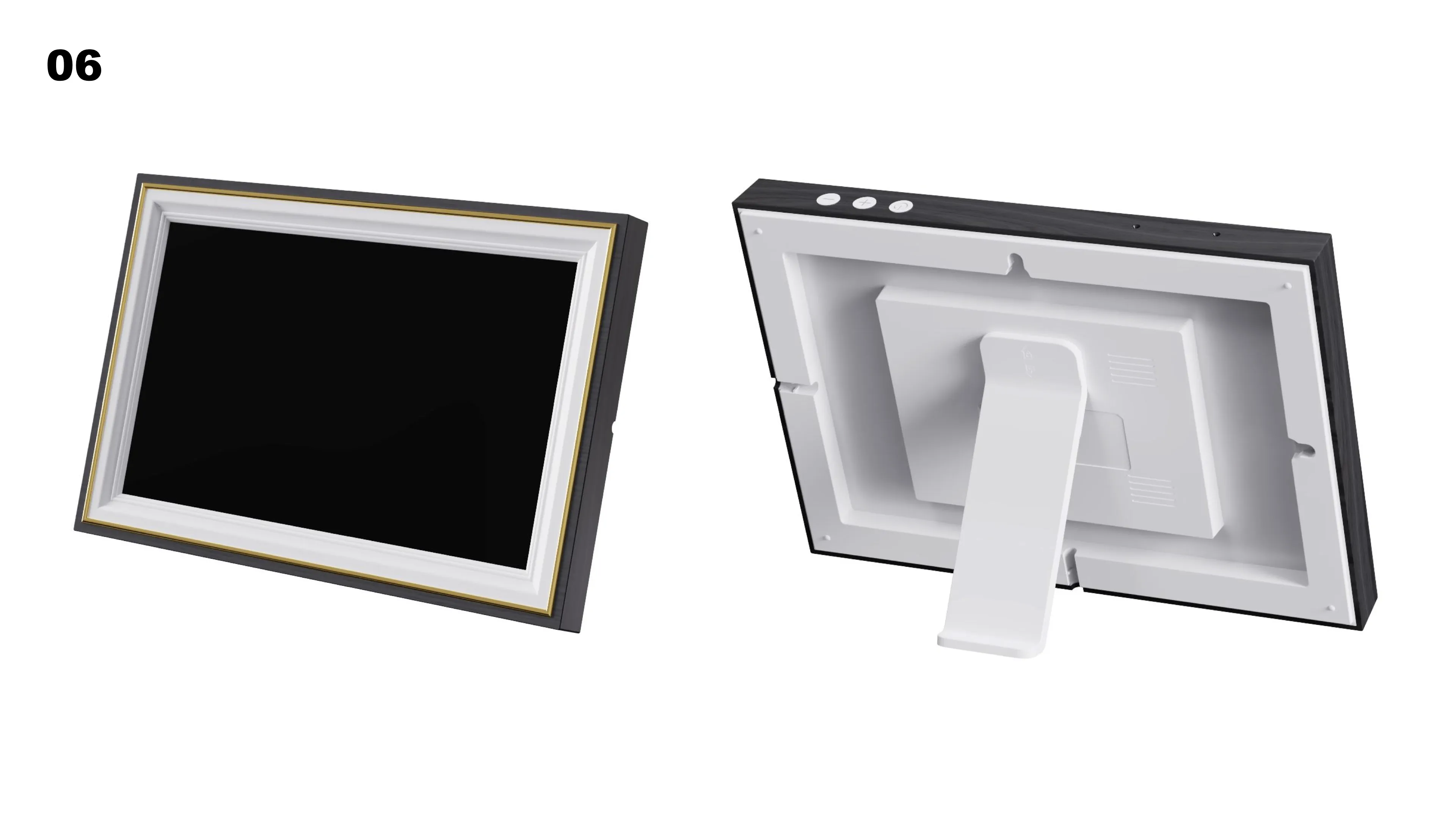 #06 - Charcoal Wood Outer, White Mat & Gold Trim