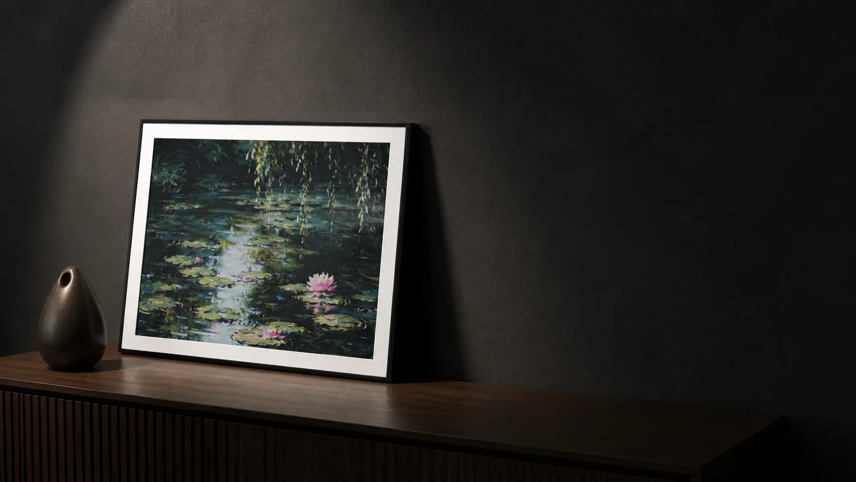 13.3 E-Ink AI Art Frame in gallery interior